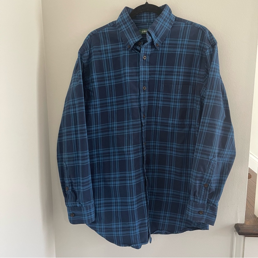 Orvis blue on blue plaid large long‎ sleeve button down casual